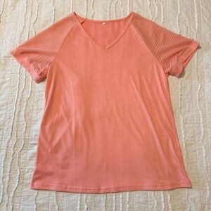 Women's Coral V-Neck Top